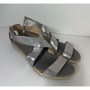 Ecco Genuine Leather Elegant Silver Women's Sandals